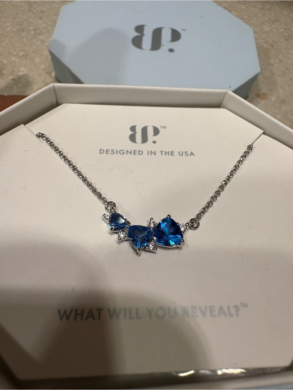 Aqua Blue Spinel Necklace - Rhodium Plating